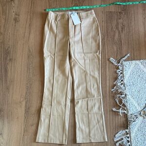Greylin Faux Leather Front Seam Beige Pant Small